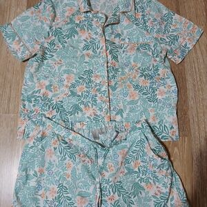 Joie Pajama Set - Green and Orange Floral